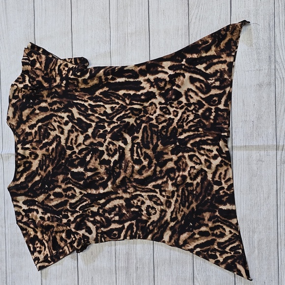 Notations Brown and Black Asymmetrical Embellished Blouse Size XL - Picture 3 of 3